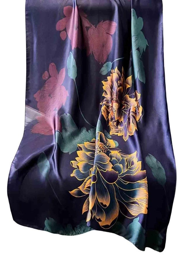 Acotavie Scarfs for Women Dressy Fashion Scarves Long Floral Pattern Scarf Lightweight Sunscreen Shawls (C002 Purple) - Image 2